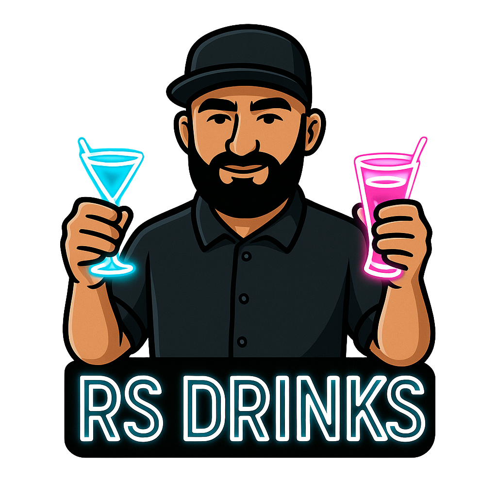 RS Drinks - Bartender com drinks neon